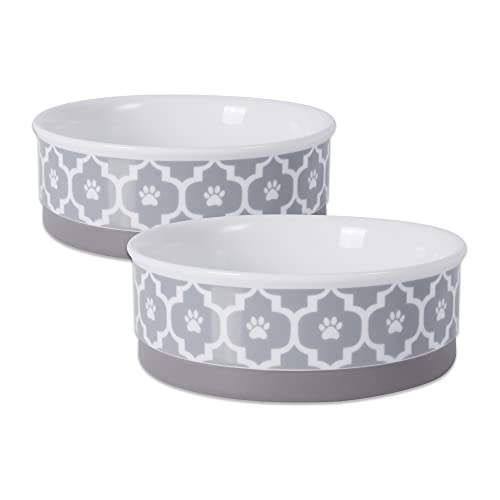 Bone Dry Lattice Pet Bowl, Removable Silicone Ring Creates Non-Slip Bottom for Secure Feeding & Less Mess, Microwave &...