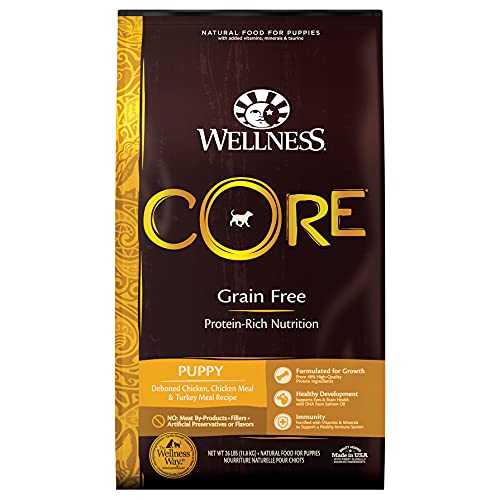 Wellness CORE Natural Dry Grain Free Puppy Food, Chicken & Turkey, 26-Pound Bag