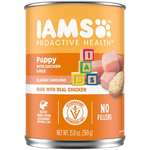 IAMS PROACTIVE HEALTH Puppy Wet Dog Food Classic Ground with Chicken and Rice, 12-Pack of 13 oz. Cans