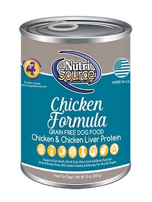 Tuffys Nutrisource Grain-Free Canned Chicken Dog Food, Chicken And Chicken Liver Protein 13 Ounce, Pack Of 12