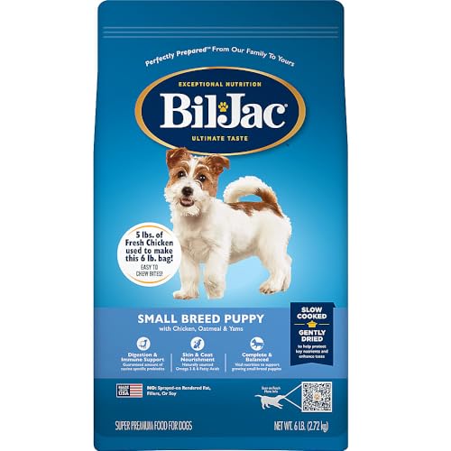 Bil-Jac Puppy Food Small Breed Formula Dry Dog Food 6 lb Bag - Chicken, Oatmeal & Yams - Super Premium Since 1947