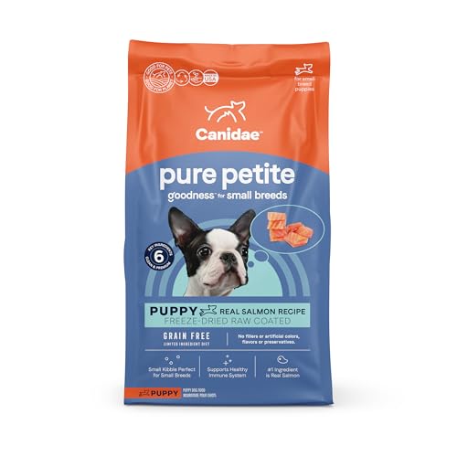 Canidae Pure Petite Premium Freeze-Dried Raw Coated Puppy Food for Small Breeds, Real Salmon Recipe, 4 lbs, Grain Free