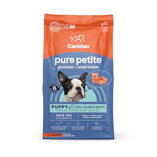 Canidae Pure Petite Premium Freeze-Dried Raw Coated Puppy Food for Small Breeds, Real Salmon Recipe, 4 lbs, Grain Free