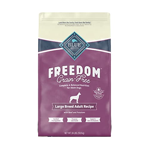 Blue Buffalo Freedom Grain Free Recipe for Dog, Large Breed Adult Beef Recipe, 24 lb