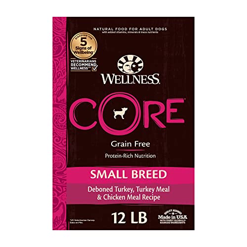 Wellness Natural Pet Food CORE Natural Grain-Free Small Breed Turkey & Chicken Dry Dog Food for Adult Dogs,...