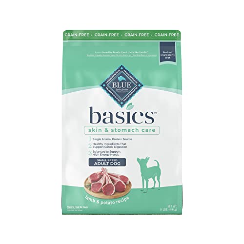 Blue Buffalo Basics Skin & Stomach Care, Grain Free Natural Adult Small Breed Dry Dog Food, Lamb & Potato 11-lb