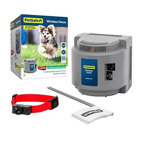 PetSafe America's Safest Pet Fence - The Original Wireless Containment System - Covers up to 1/2 Acre for dogs 8lbs+,...