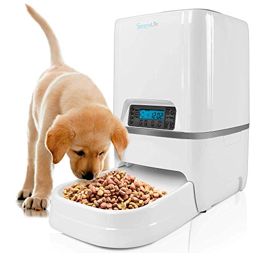 SereneLife Automatic Pet Feeder - Electronic Digital Dry Food Storage Meal Dispenser with Built-in Microphone, Voice...