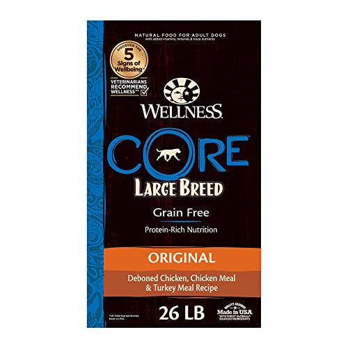 Wellness Natural Pet Food CORE Grain-Free High-Protein Large Breed Adult Dry Dog Food, Made in USA, With Glucosamine &...