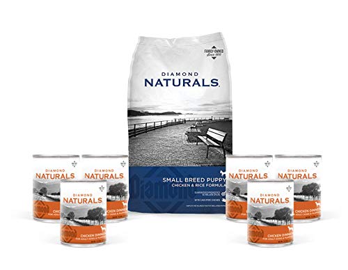 Diamond Naturals Puppy Food Small Breed Formula Chicken and Rice Variety Bundle 9 Items 1 Dry Bag 6 lbs Plus 6 Wet Cans...