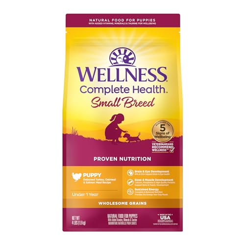 Wellness Complete Health Small Breed Dry Dog Food with Grains, Natural Ingredients, Made in USA with Real Turkey, For...