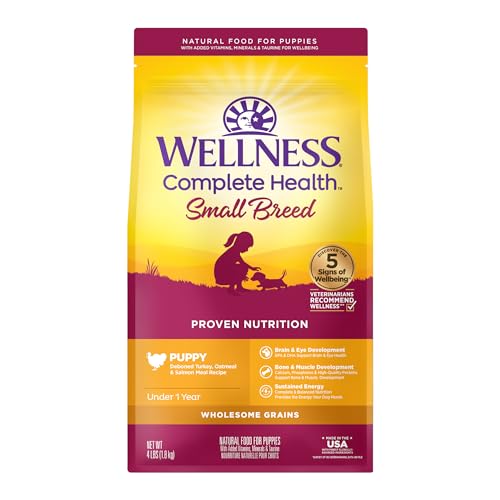 Wellness Complete Health Small Breed Dry Dog Food with Grains, Natural Ingredients, Made in USA with Real Turkey, For...