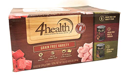 4health, Tractor Supply Company, Grain Free Adult Wet Dog Food, All Breeds, 6 Can Variety Pack, 3 Cans Beef & Chicken +...