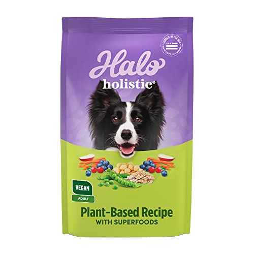 Halo Holistic Plant-Based Recipe with Superfoods, Complete Digestive Health, Vegan Dry Dog Food Bag, Adult Formula, 4-lb...