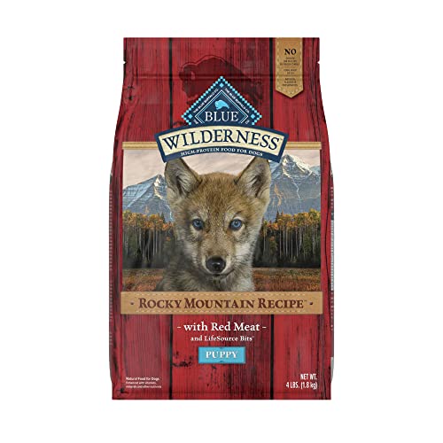 Blue Buffalo Wilderness Rocky Mountain Recipe High Protein, Natural Puppy Dry Dog Food, Red Meat 4-lb