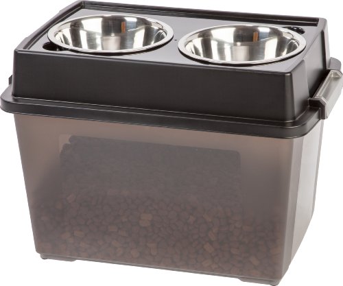 IRIS USA 15' H Large Elevated Feeder with Up to 47 lbs Airtight Dog Food Storage Container, Dry Food Bin with Removable...