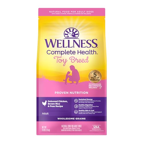 Wellness Complete Health Toy Breed Dry Dog Food with Grains, Chicken & Rice, 4-Pound Bag