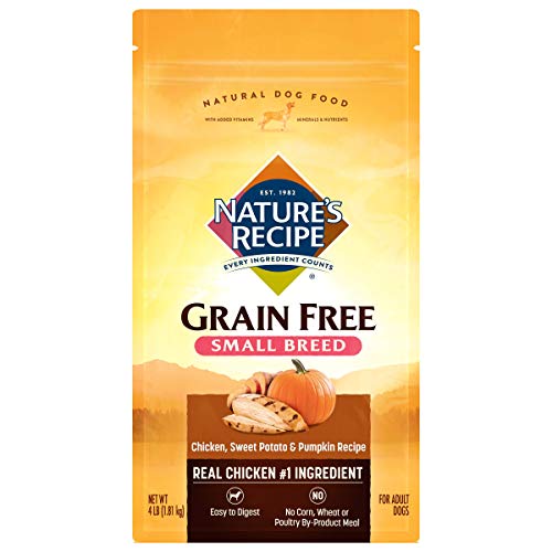 Nature's Recipe Grain Free Small Breed Dry Dog Food, Chicken, Sweet Potato & Pumpkin Recipe, 4 Pounds, Easy to Digest