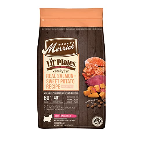 Merrick Lil’ Plates Premium Grain Free Dry Dog Food for Small Dogs, Real Salmon and Sweet Potato Kibble - 12.0 lb. Bag