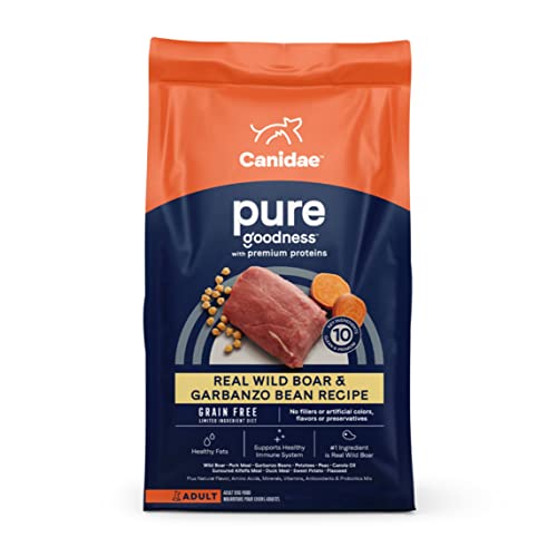 Canidae PURE Limited Ingredient Premium Adult Dry Dog Food, Wild Boar and Garbanzo Bean Recipe, 24 Pounds, Grain Free