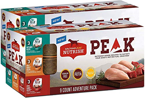 Rachael Ray Nutrish PEAK Natural Wet Dog Food, Adventure Pack Variety, High Protein ,3.5 Ounce Tub 9 count (Pack of 2)