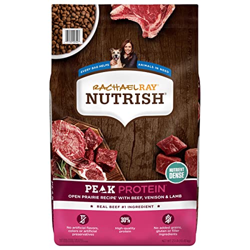 Rachael Ray Nutrish PEAK Natural Dry Dog Food, Open Prairie Recipe with Beef, Venison & Lamb, 23 Pounds, Grain Free...