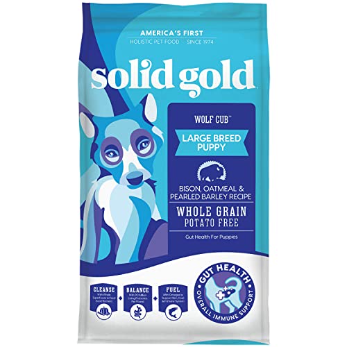 Solid Gold Large Breed Puppy Food - Made with Real Bison, Oatmeal & Pearled Barley - Wolf Cub Whole Grain Puppy Food for...