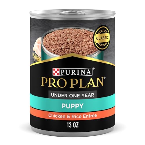 Purina Pro Plan High Protein Puppy Food Pate, Chicken and Brown Rice Entree - (Pack of 12) 13 oz. Cans