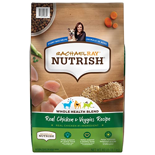 Rachael Ray Nutrish Premium Natural Dry Dog Food, Real Chicken & Veggies Recipe, 40 Pound Bag (Packaging May Vary)