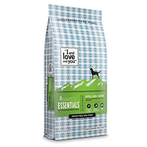 'I and love and you' Naked Essentials Dry Dog Food, Lamb and Bison Recipe, Grain Free, Real Meat, No Fillers, 11lb Bag