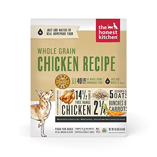 The Honest Kitchen Human Grade Dehydrated Whole Grain Dog Food – Complete Meal or Topper – Chicken 10 lb (makes 40...