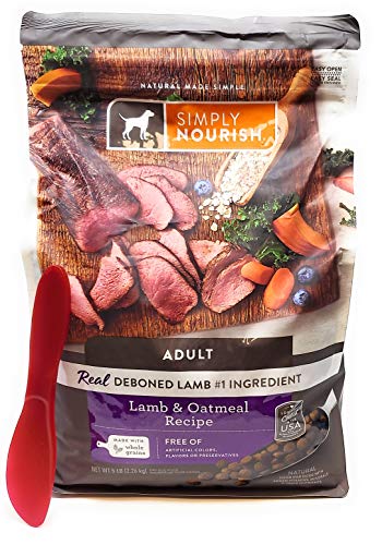 SIMPLY NOURISH Adult Dry Dog Food - Lamb and Oatmeal, 5 pounds and Especiales Cosas Mixing Spatula