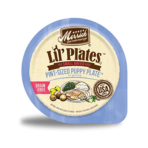 Merrick Lil’ Plates Grain Free Natural Wet Dog Food For Small Breed Puppies, Pint-Sized Puppy Plate In Gravy - (Pack...