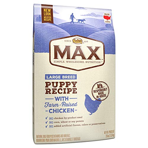 NUTRO MAX Large Breed Puppy Recipe Dry Dog Food With Farm-Raised Chicken, 25 LB Bag