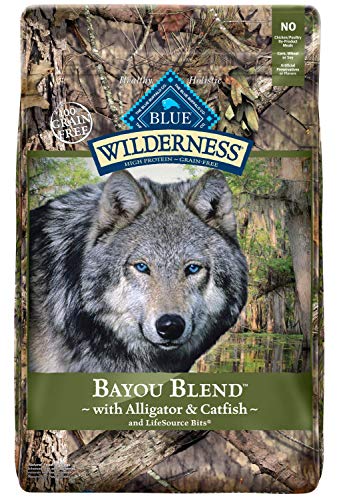 Blue Buffalo Wilderness Bayou Blend High Protein Grain Free, Natural Dry Dog Food with Alligator & Catfish 22-lb