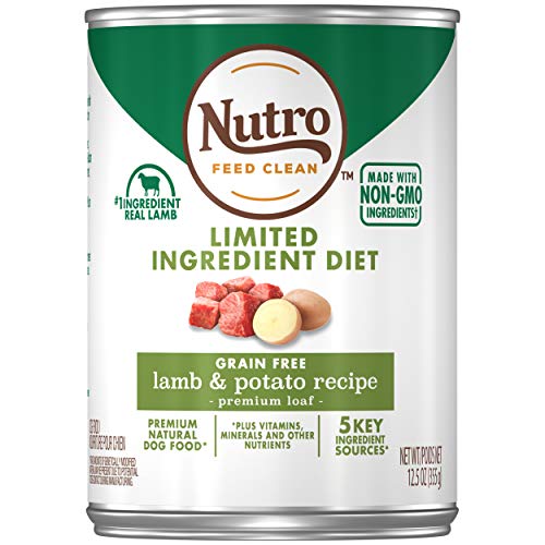 NUTRO Limited Ingredient Diet Adult Canned Soft Wet Dog Food Premium Loaf Lamb & Potato Recipe, 12.5 oz. Cans, Pack of...