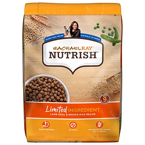 Rachael Ray Nutrish Limited Ingredient Lamb Meal & Brown Rice Recipe, Dry Dog Food, 14 Pound Bag (Packaging Design May...